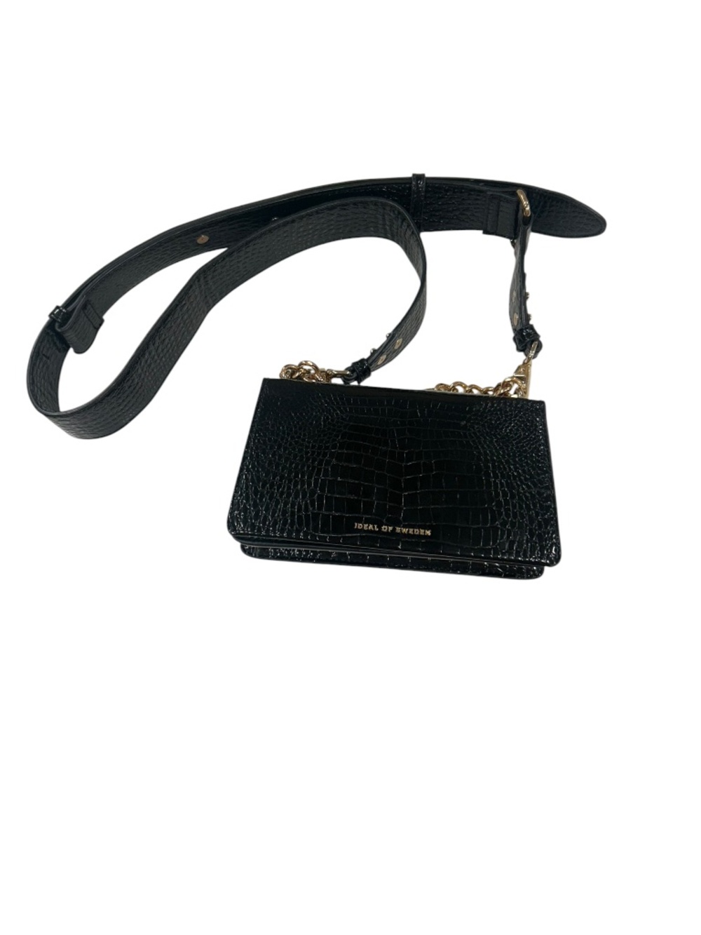 Ideal of Sweden Jet Black Crocs Phone Wallet Crossbody